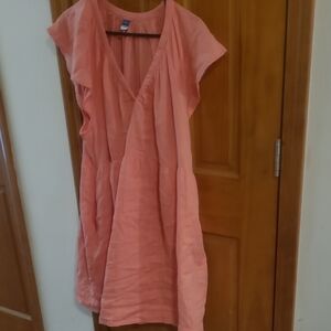 Coral Pink V-Neck Women's Dress Old Navy Sz Xl 100 % Cotton